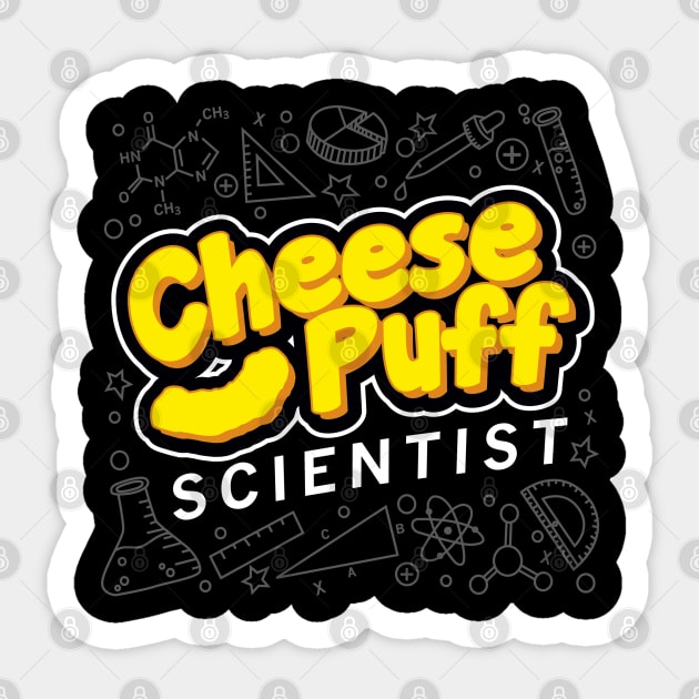Cheese Puff Scientist Sticker by DetourShirts
